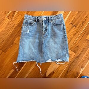 7 For All Mankind Blue Distressed Skirt